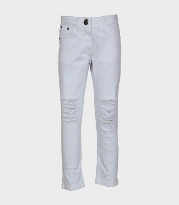 AH Denim White Ripping Jeans